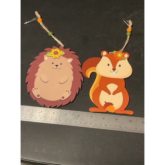 Cute Hedgehog & Squirrel Wooden Hanging Decorations - Picture 6 of 6